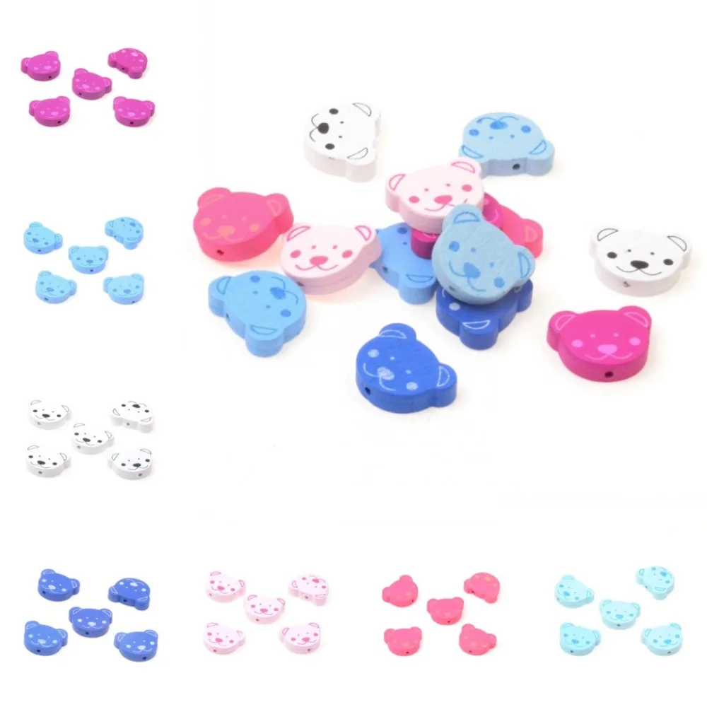 NEW Wooden Spacer Beads Bear Baby Pacifier Clip Makeing Beading Accessories 25mm