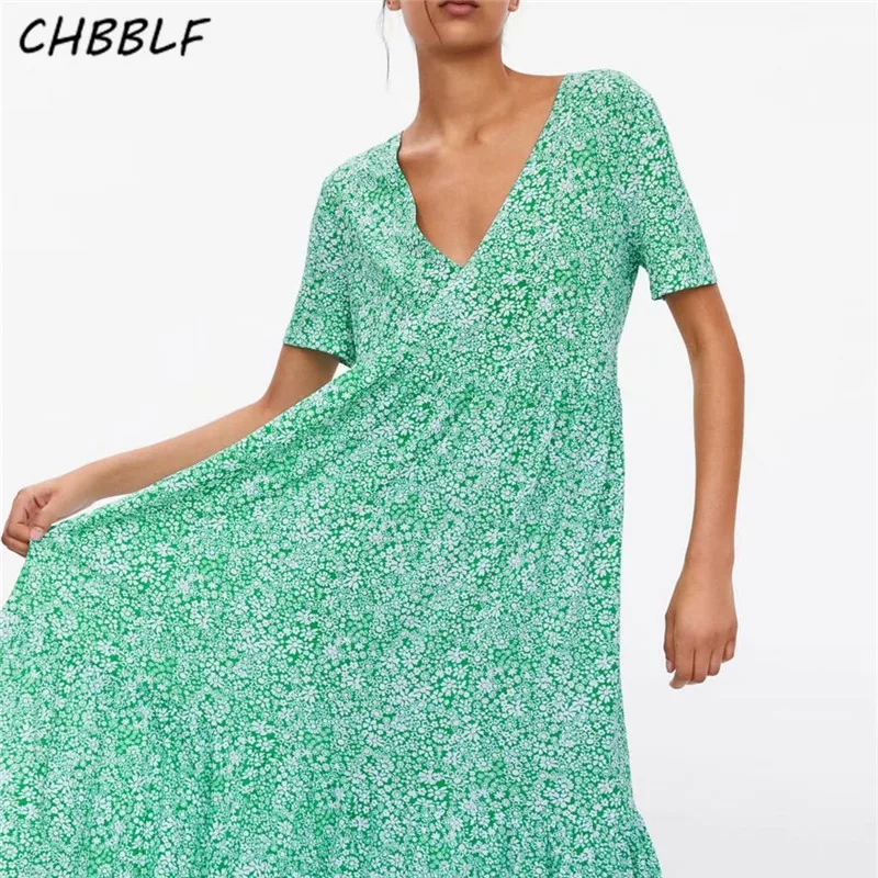 CHBBLF women Vintage print dress short sleeve v neck pleated female casual elegant dresses chic spring vestidos JHC9028
CHBBLF women Vintage print dress short sleeve v neck pleated female casual elegant dresses chic spring vestidos JHC9028
