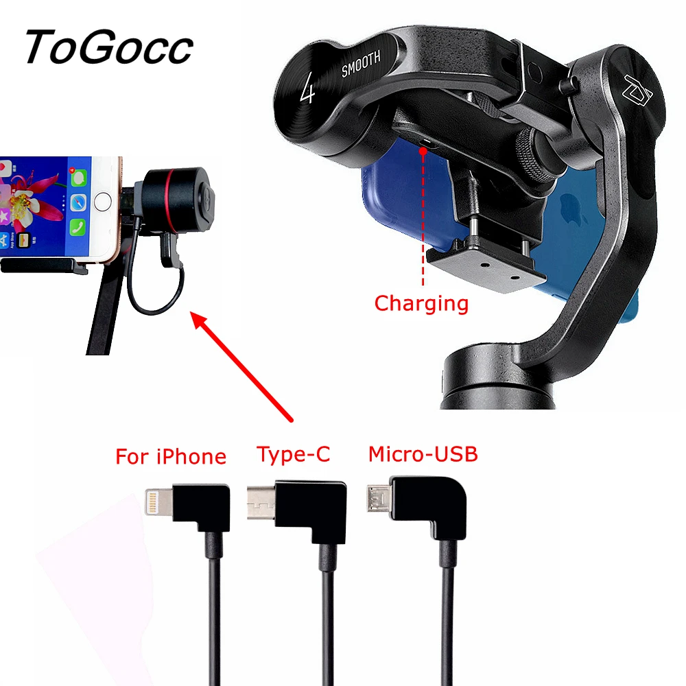 

Gimbal Charging Cable For Lightning Type C Micro-USB for Zhiyun Smooth 4 3 Q Feiyutech Vimble 2 Android Samsung iPhone Cable DJI
