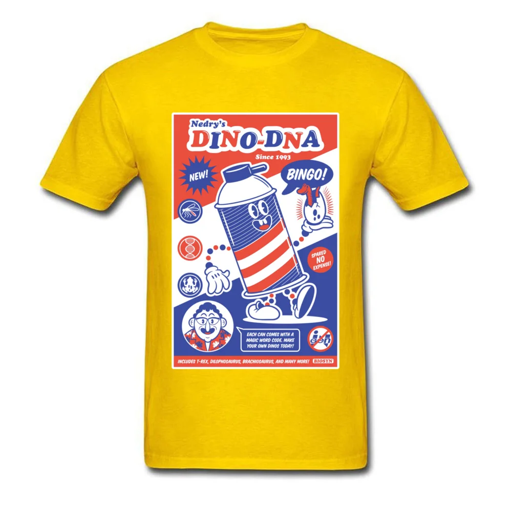 bingo dino dna 10929 T-shirts for Men Birthday Summer Fall Tops Shirts Short Sleeve Slim Fit Sweatshirts Round Neck 100% Cotton bingo dino dna 10929 yellow