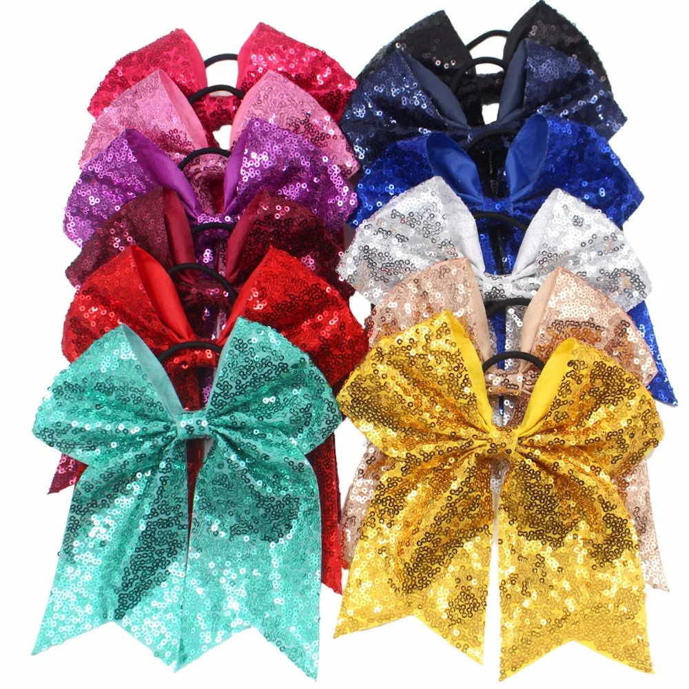 2 Pcs 4/" Girls Christmas Party Hair bow Glitter Bling Bling Patchwork Hair clips