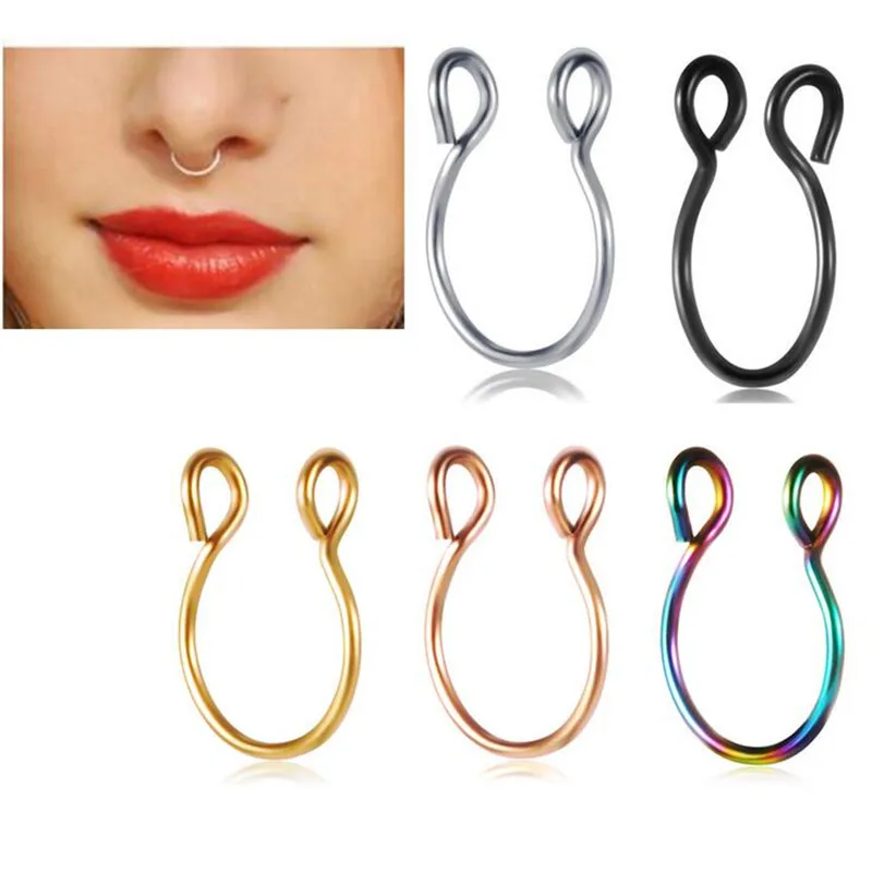 1PC Steel 0.8*8MM Faux Nose Rings Fake Septum Rings Hoop Nostril Non Piercing Fake Clip on Nose Rings Oreja Piercings Jewelry
1PC Steel 0.8*8MM Faux Nose Rings Fake Septum Rings Hoop Nostril Non Piercing Fake Clip on Nose Rings Oreja Piercings Jewelry