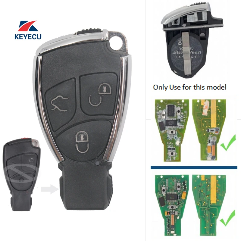 KEYECU Replacement Modified Smart Remote Car Key Shell Case Fob 3 Button for Mercedes-Benz C E S B Class CLK CLS SLK 2001-2010
KEYECU Replacement Modified Smart Remote Car Key Shell Case Fob 3 Button for Mercedes-Benz C E S B Class CLK CLS SLK 2001-2010