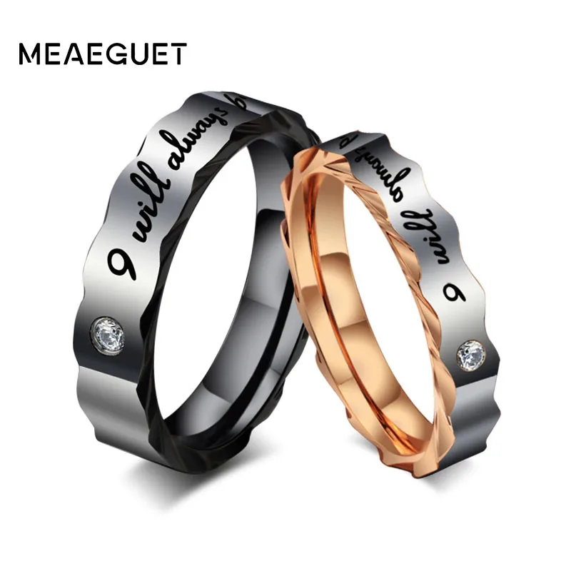 Meaeguet Lovers Ring His and Hers Stainless Steel 'I Will Always Be with You' Couples Promise Rings Engagement Wedding Bands
Meaeguet Lovers Ring His and Hers Stainless Steel 'I Will Always Be with You' Couples Promise Rings Engagement Wedding Bands