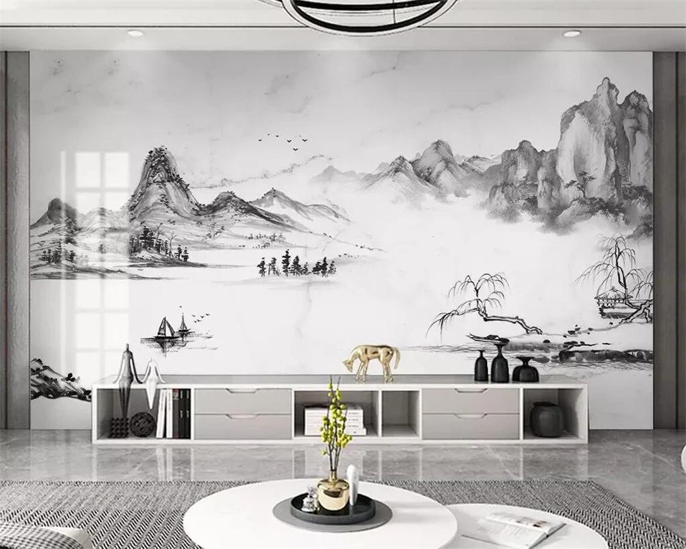 Custom wallpaper modern minimalist ink landscape marble Chinese home decoration background wall 3d wallpaper murals
Custom wallpaper modern minimalist ink landscape marble Chinese home decoration background wall 3d wallpaper murals