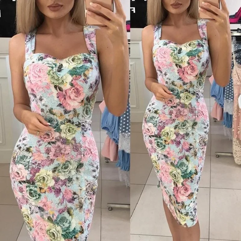 Sexy V-neck Bodycon Party Dresses Summer Women Floral Print Backless Slim Dress Elegant Ladies Strap Midi Dress Vestidos
Sexy V-neck Bodycon Party Dresses Summer Women Floral Print Backless Slim Dress Elegant Ladies Strap Midi Dress Vestidos