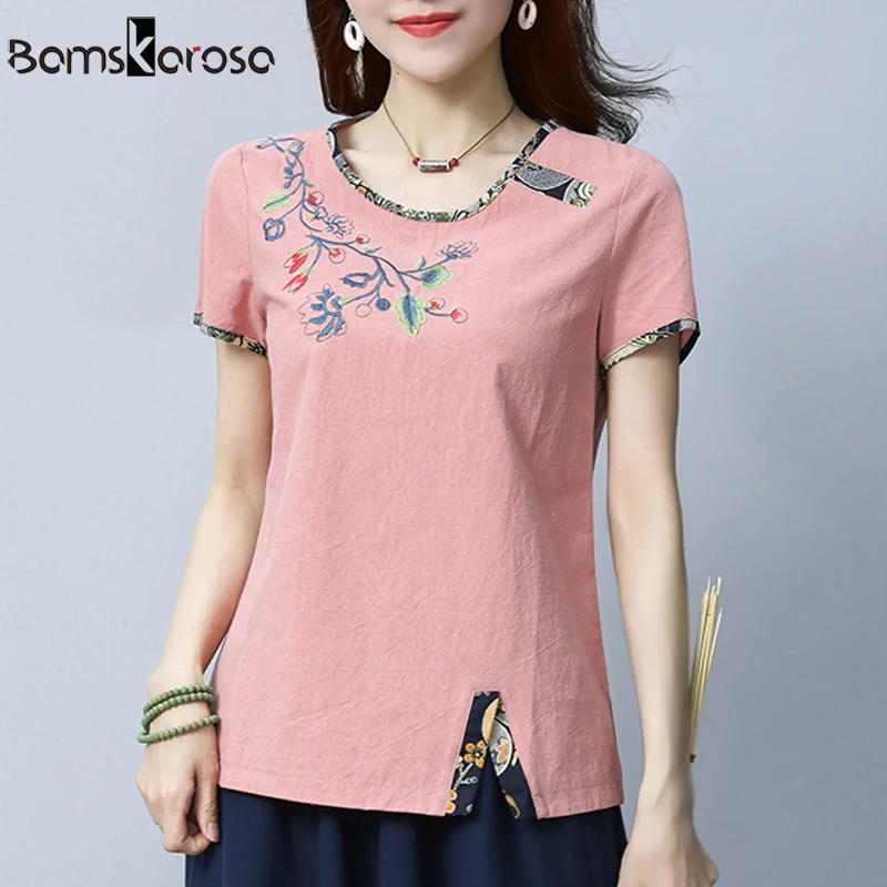 2018 New Summer Cotton Linen Blouse Embroidery Floral Women Shirts Short Sleeve Indie Folk Fashion Women's Blouses Tops
2018 New Summer Cotton Linen Blouse Embroidery Floral Women Shirts Short Sleeve Indie Folk Fashion Women's Blouses Tops