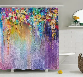 Watercolor Flower Home Decor Shower Curtain, Abstract Herbs Weeds Blossoms Ivy Back with Florets Shrubs Design
Watercolor Flower Home Decor Shower Curtain, Abstract Herbs Weeds Blossoms Ivy Back with Florets Shrubs Design