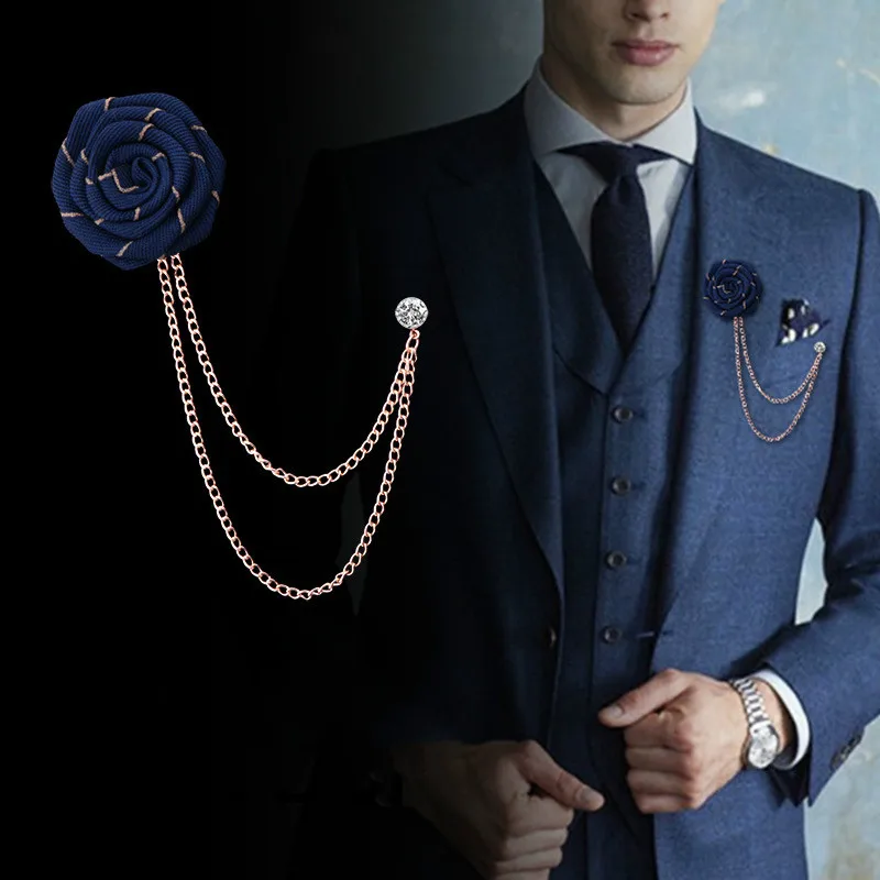 Korean Handmade Fashion New Ribbon Flower Lapel Pin Fabric Rose Flowers Brooch Men's Tassel Chain Suit Brooches Men Accessories
Korean Handmade Fashion New Ribbon Flower Lapel Pin Fabric Rose Flowers Brooch Men's Tassel Chain Suit Brooches Men Accessories