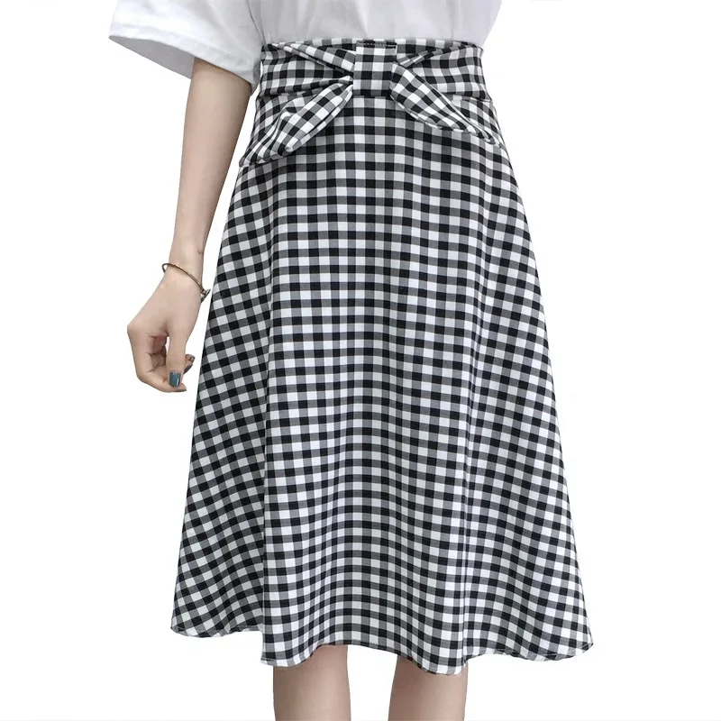 Summer Women Fashion A Line High Waist Skirts Slim Bowknot Midi Plaid Skirts Pleated Office Lady Cotton Skirts Faldas Mujer
Summer Women Fashion A Line High Waist Skirts Slim Bowknot Midi Plaid Skirts Pleated Office Lady Cotton Skirts Faldas Mujer