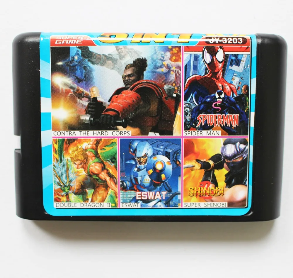 Игровой картридж 5 в 1 JY3203 16 бит мультиигровая карта md для sega genesis/mega drive|md card|game card