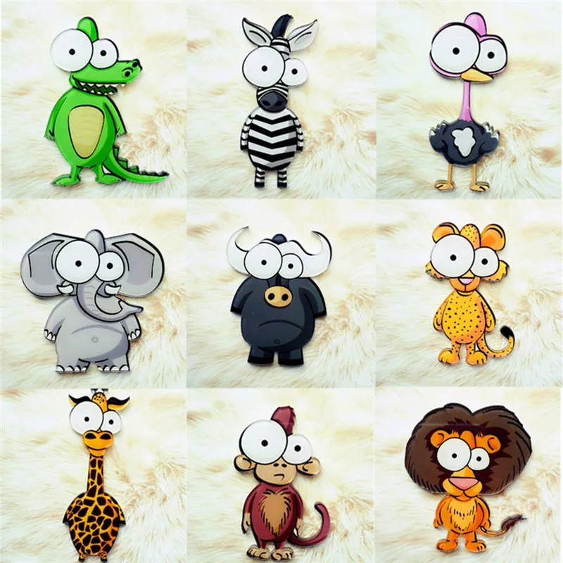 imixlot 9 Styles Funny Animals Monkey Cattle Leopard Elephant Acrylic Brooches For Kids Birthday Party School Blouse Accessories | Украшения