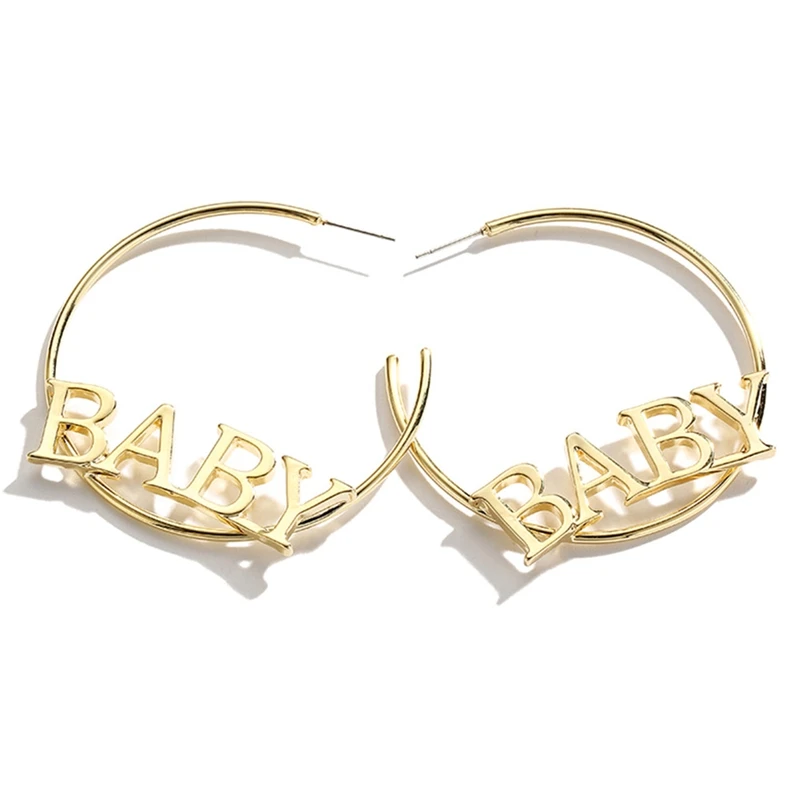 New Hot Baby Letters Big Circle Drop Earrings For Women Oorbellen Gold Silver Hangers Boucle D'Oreille Femme Bling Brincos
New Hot Baby Letters Big Circle Drop Earrings For Women Oorbellen Gold Silver Hangers Boucle D'Oreille Femme Bling Brincos