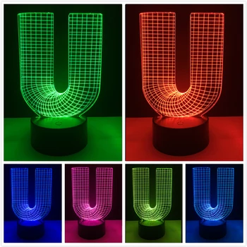 Luminaria Alphabet Letter U Atmosphere 7 Colors Gradient 3D Lamp Bedroom LED RGB Illusion Night LightChild Xmas New Year Gift
Luminaria Alphabet Letter U Atmosphere 7 Colors Gradient 3D Lamp Bedroom LED RGB Illusion Night LightChild Xmas New Year Gift