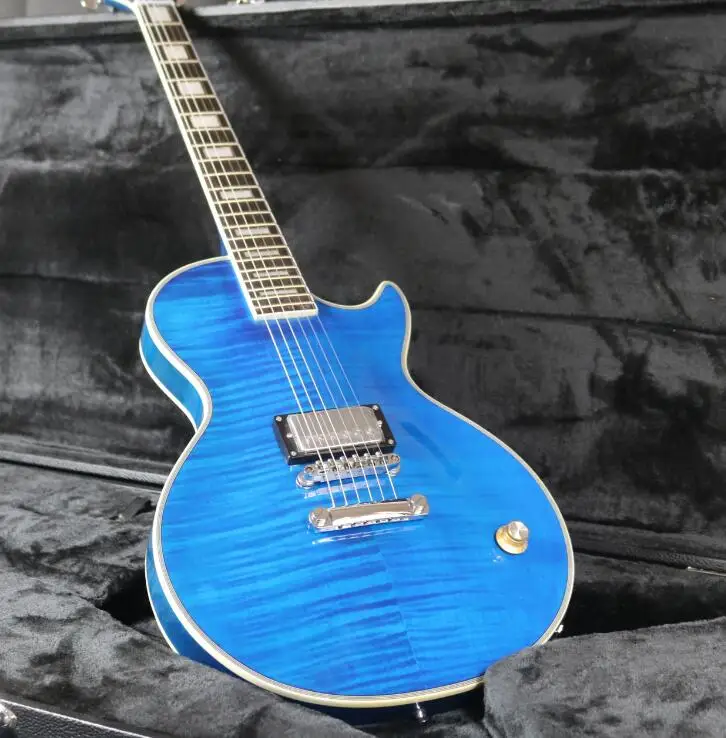 Stock LP Custom Electric Guitar Just One Humbucker Pickups 1V Control Flamed Maple Top Blue Color
Stock LP Custom Electric Guitar Just One Humbucker Pickups 1V Control Flamed Maple Top Blue Color