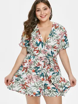 Wipalo 2019 Women Casual Plus Size Leaf Print Romper Plunge Short Sleeves Summer Holiday Playsuits Ladies Big Size 5XL Jumpsuits
Wipalo 2019 Women Casual Plus Size Leaf Print Romper Plunge Short Sleeves Summer Holiday Playsuits Ladies Big Size 5XL Jumpsuits