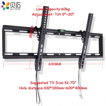 Universal Tilting Plasma LCD LED TV Bracket Ultra HD TV Wall Mount Bracket Fit for 32"-70" Max Support 60KG Weight 
Universal Tilting Plasma LCD LED TV Bracket Ultra HD TV Wall Mount Bracket Fit for 32"-70" Max Support 60KG Weight