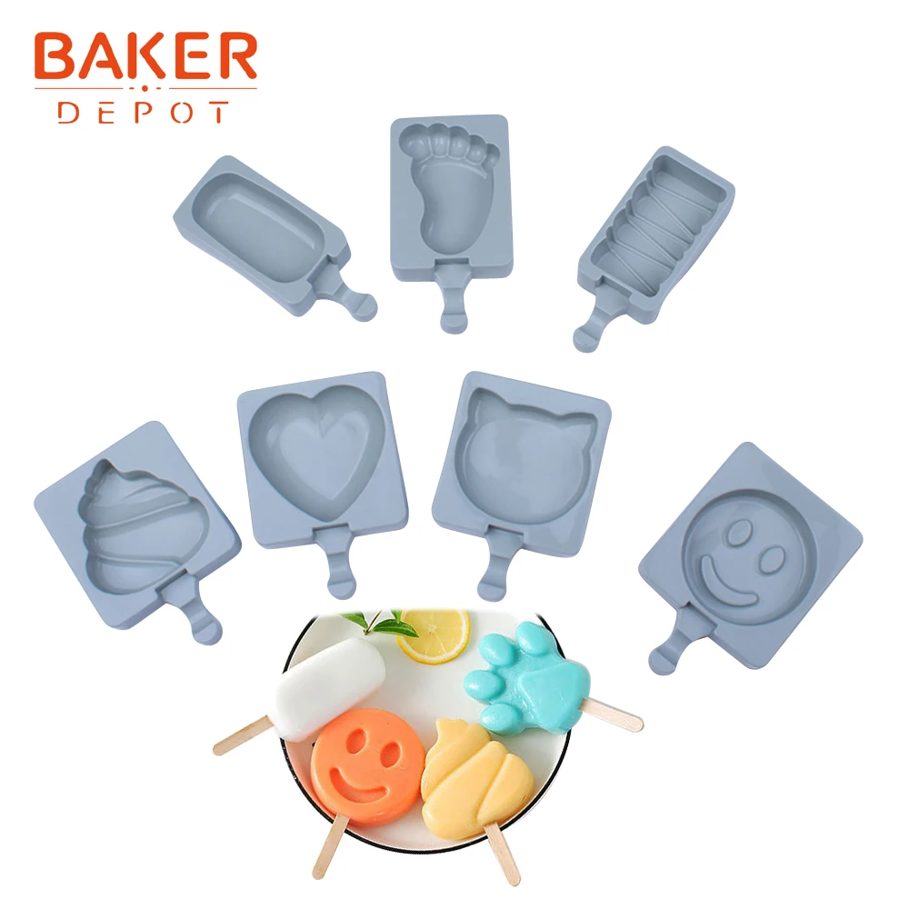 BAKER DEPOT Silicone Molds for ice cream oval ice lolly mould candy ice cube maker summer frozen tool with 20 pcs wooden stick
BAKER DEPOT Silicone Molds for ice cream oval ice lolly mould candy ice cube maker summer frozen tool with 20 pcs wooden stick