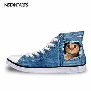INSTANTARTS Hot Women's High Top Vulcanize Shoes Cute 3D Animal Cat Denim Printed Classic Woman Canvas Shoes Casual Flats Shoes
INSTANTARTS Hot Women's High Top Vulcanize Shoes Cute 3D Animal Cat Denim Printed Classic Woman Canvas Shoes Casual Flats Shoes