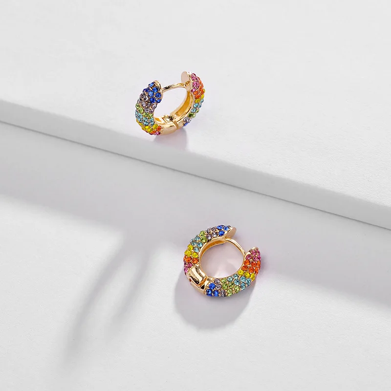 Summer Rainbow Colorful Pave Crystal Copper Mini Hoop Earrings for Women Fashion Jewelry Small Hoops
Summer Rainbow Colorful Pave Crystal Copper Mini Hoop Earrings for Women Fashion Jewelry Small Hoops