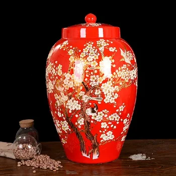 Jingdezhen 20 kg red ceramic barrel ricer box barrel with cover tank it oil cylinder can save m kimchi cylinder
Jingdezhen 20 kg red ceramic barrel ricer box barrel with cover tank it oil cylinder can save m kimchi cylinder