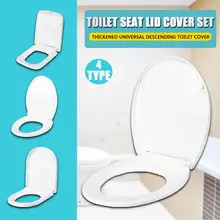 PP Universal Lambat-Tutup Tutup Penutup Kursi Toilet Set Menebal Pengganti Antibakteri Square Round O/V Jenis Toilet kursi(China)