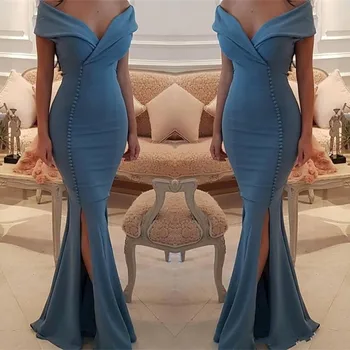 Matte Satin Evening Dress Mermaid vestido de festa LongEvening Gown Off Shoulder Long Formal Dress Pleats Buttons robe de soiree
Matte Satin Evening Dress Mermaid vestido de festa LongEvening Gown Off Shoulder Long Formal Dress Pleats Buttons robe de soiree