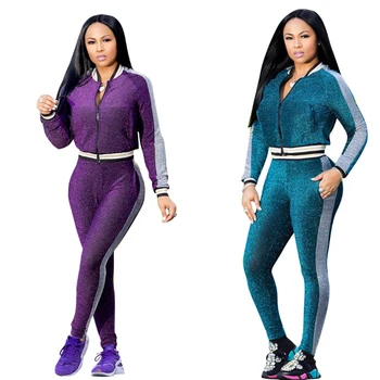 Women Two Piece Set Female Tracksuit Long Sleeve Jacket+Long Legging Pencil Pants Lady Autumn Shining Outfits Femme Sweatsuit
Women Two Piece Set Female Tracksuit Long Sleeve Jacket+Long Legging Pencil Pants Lady Autumn Shining Outfits Femme Sweatsuit