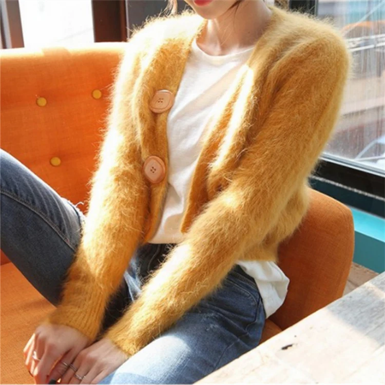 2019 Autumn Winter Sweet Sweater Cardigan Short Loose Long Sleeve Mohair Sweater Single Breasted 
2019 Autumn Winter Sweet Sweater Cardigan Short Loose Long Sleeve Mohair Sweater Single Breasted