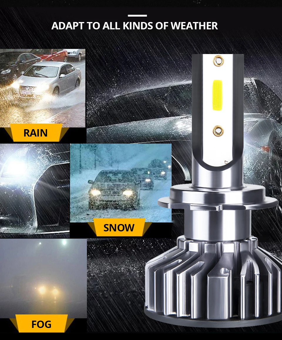 Foxcncar LED H7 3000K 4300K 6500K 8000K H4 LED Car Headlight canbus mini DOB 12V 10000LM 72W H1 H11 H8 9005 HB3 HB4 9006 9012 (13)