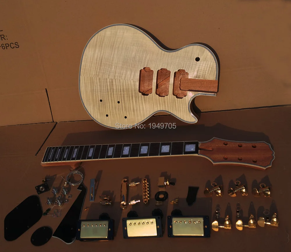 Solid Body DIY Electric Guitar Project Builder Kit Mahogany Flamed Maple Veneer Top
Solid Body DIY Electric Guitar Project Builder Kit Mahogany Flamed Maple Veneer Top