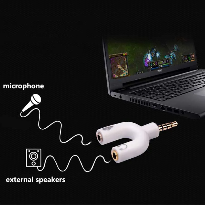 1pc 3.5mm Plug U-shape Stereo Splitter Professional Audio Headphone Earphone Splitter + Microphone Adapter 6 Colors Mayitr