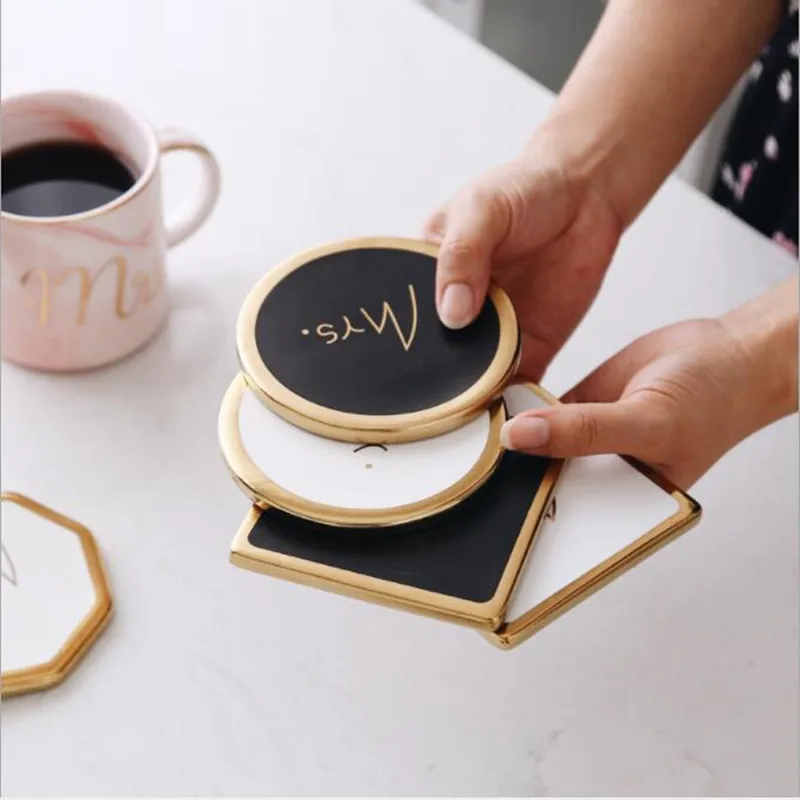 CFen A's Gold Marble Couple Mr Mrs Drink Ceramic Coaster Tea Cup Pad Round Octagon Table Mat Coaster Coffee Place Mats 1pc
CFen A's Gold Marble Couple Mr Mrs Drink Ceramic Coaster Tea Cup Pad Round Octagon Table Mat Coaster Coffee Place Mats 1pc
