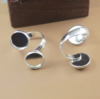12mm pad silver plated double ring base setting for DIY accessories---50ps 
12mm pad silver plated double ring base setting for DIY accessories---50ps