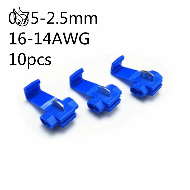 10PCS Blue 1.5-2.5mm2 16-14 AWG Scotch Lock T Type Wire Electrical Cable Connectors Quick Splice Terminals Crimp
10PCS Blue 1.5-2.5mm2 16-14 AWG Scotch Lock T Type Wire Electrical Cable Connectors Quick Splice Terminals Crimp