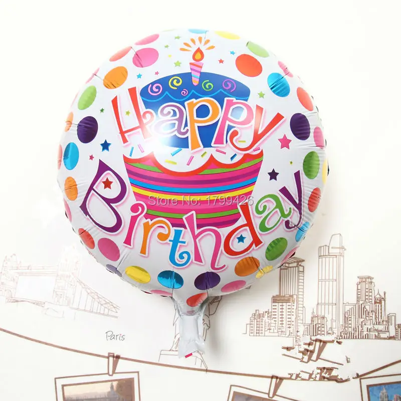 10pcs/lot 18 inch Round Shaped Happy Birthday Foil Balloons Inflatable Cake Party Decorative Baby toy | Игрушки и хобби
