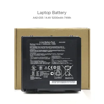New Genuine 14.4V 5200mAh 74Wh 8 Cells A42-G55 Notebook Li-ion Battery Pack for ASUS G55 G55V G55VM G55VW Laptop