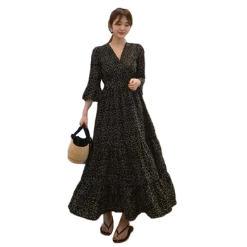 Black Chiffon Dress Women L-5XL Plus Size Ankle-length Dress 2019 New Spring Korean Print Dot Long Dress Vestidos Feminina LR110
Black Chiffon Dress Women L-5XL Plus Size Ankle-length Dress 2019 New Spring Korean Print Dot Long Dress Vestidos Feminina LR110