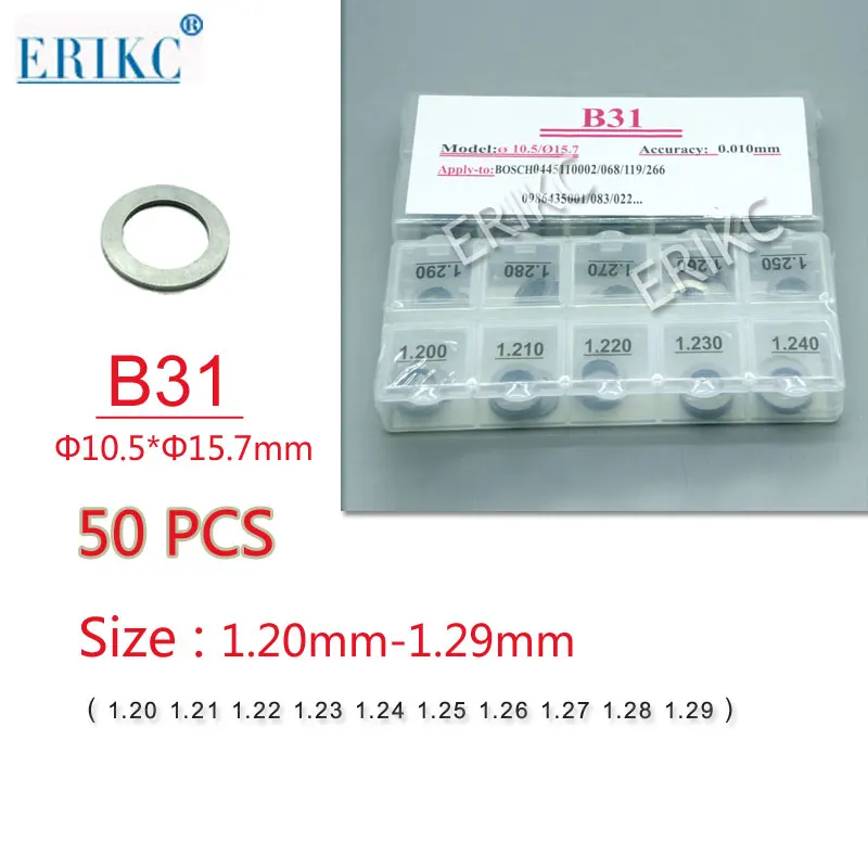 ERIKC Auto Diesel Engine Gasket B31 Size 1.2---1.29mm Common Rail Injector Adjusting Shims Pressure Pump Parts Washers
ERIKC Auto Diesel Engine Gasket B31 Size 1.2---1.29mm Common Rail Injector Adjusting Shims Pressure Pump Parts Washers
