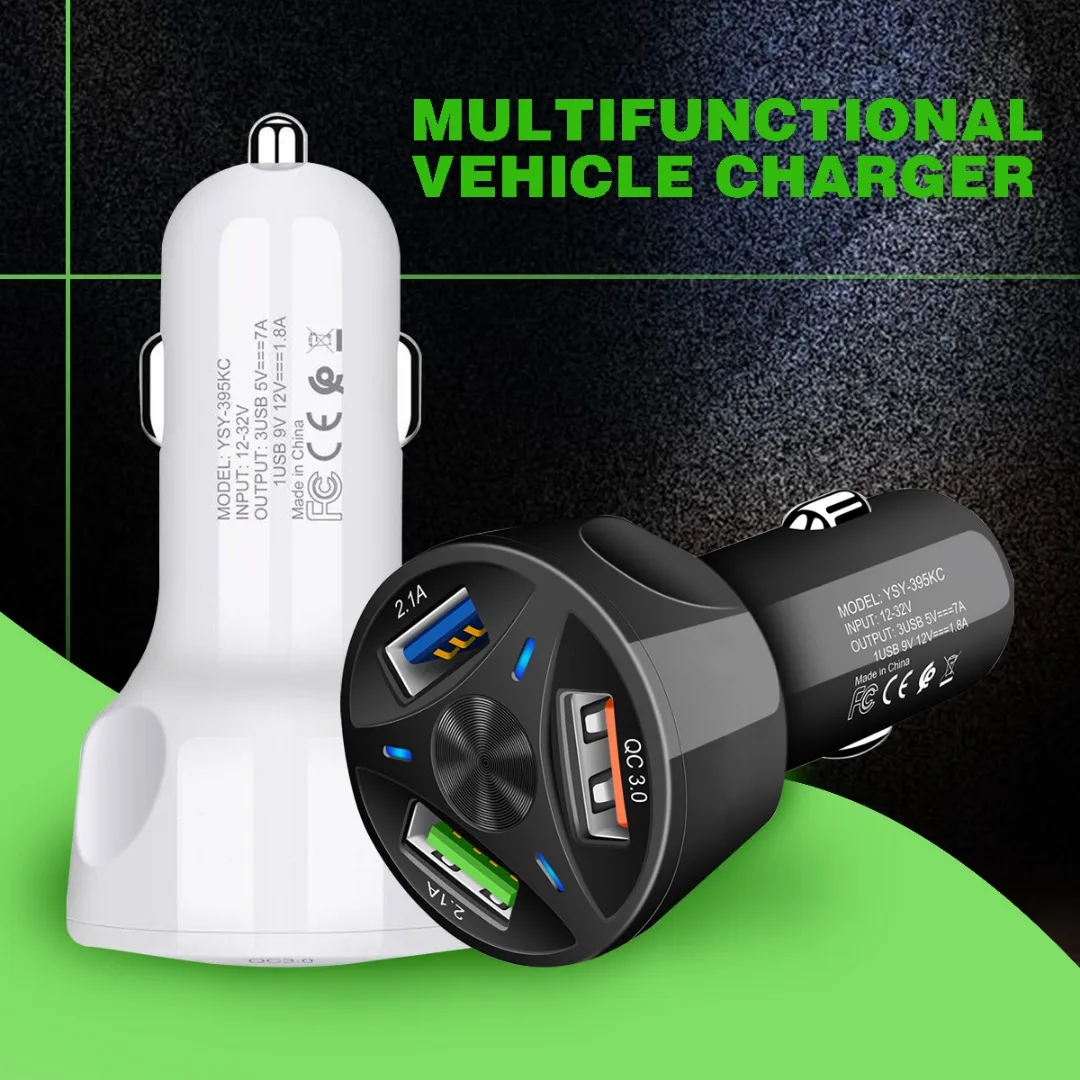 Newest Car Charger For Smart Phone 3A 3-Port USB QC3.0 Fast Charging Type C Micro USB Car Charger for Cell Phone Black White
Newest Car Charger For Smart Phone 3A 3-Port USB QC3.0 Fast Charging Type C Micro USB Car Charger for Cell Phone Black White