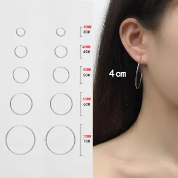 Real 925 Sterling Silver Hoop Earring Round 12mm/15mm/20mm/25mm/30mm/35mm/40mm/45mm/50mm/55mm Earrings For Women Men Gift Bijoux
Real 925 Sterling Silver Hoop Earring Round 12mm/15mm/20mm/25mm/30mm/35mm/40mm/45mm/50mm/55mm Earrings For Women Men Gift Bijoux