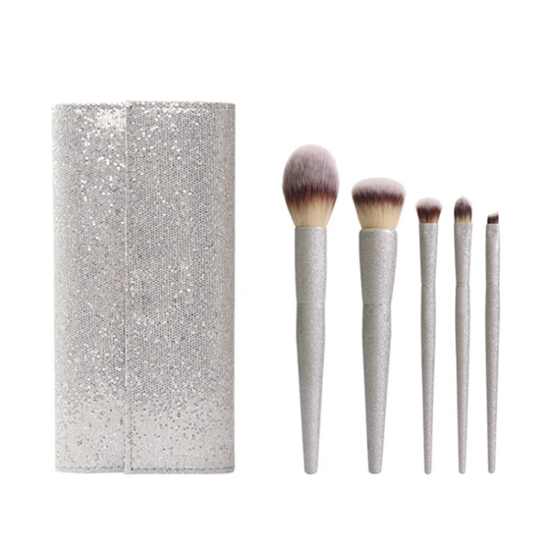 Shiny Silver 5Pcs Makeup Brushes Set Beauty Powder Blush Shadow Eyebrow Brush with Case pincel maquiagem
Shiny Silver 5Pcs Makeup Brushes Set Beauty Powder Blush Shadow Eyebrow Brush with Case pincel maquiagem