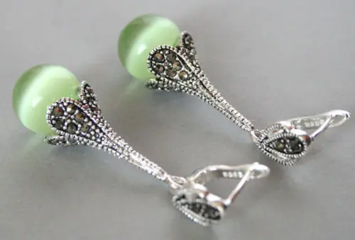 Hot sale new Style >>>>Pretty Marcasite 925 Sterling Silver Green Cat's eye Stone Long Dangle Earrings
Hot sale new Style >>>>Pretty Marcasite 925 Sterling Silver Green Cat's eye Stone Long Dangle Earrings