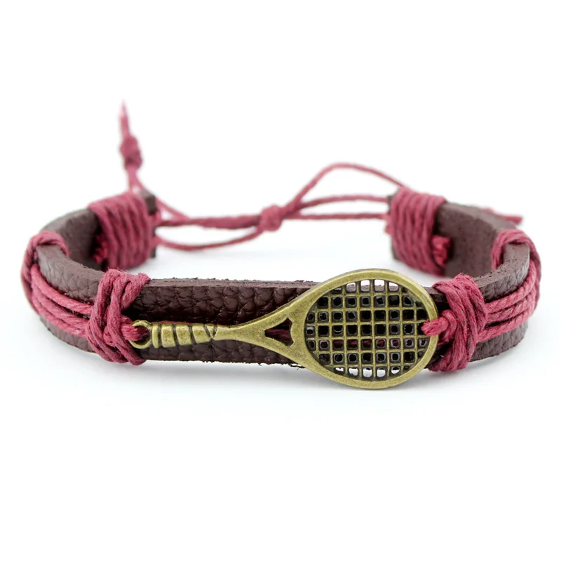 Hot Soccer Football Baseball Volleyball Lacrosse Field Hockey Racket Racquetball Gymnastics Tennis Leather Wrap Men Bracelet
Hot Soccer Football Baseball Volleyball Lacrosse Field Hockey Racket Racquetball Gymnastics Tennis Leather Wrap Men Bracelet
