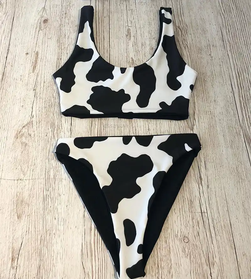 cow print bikini high waist