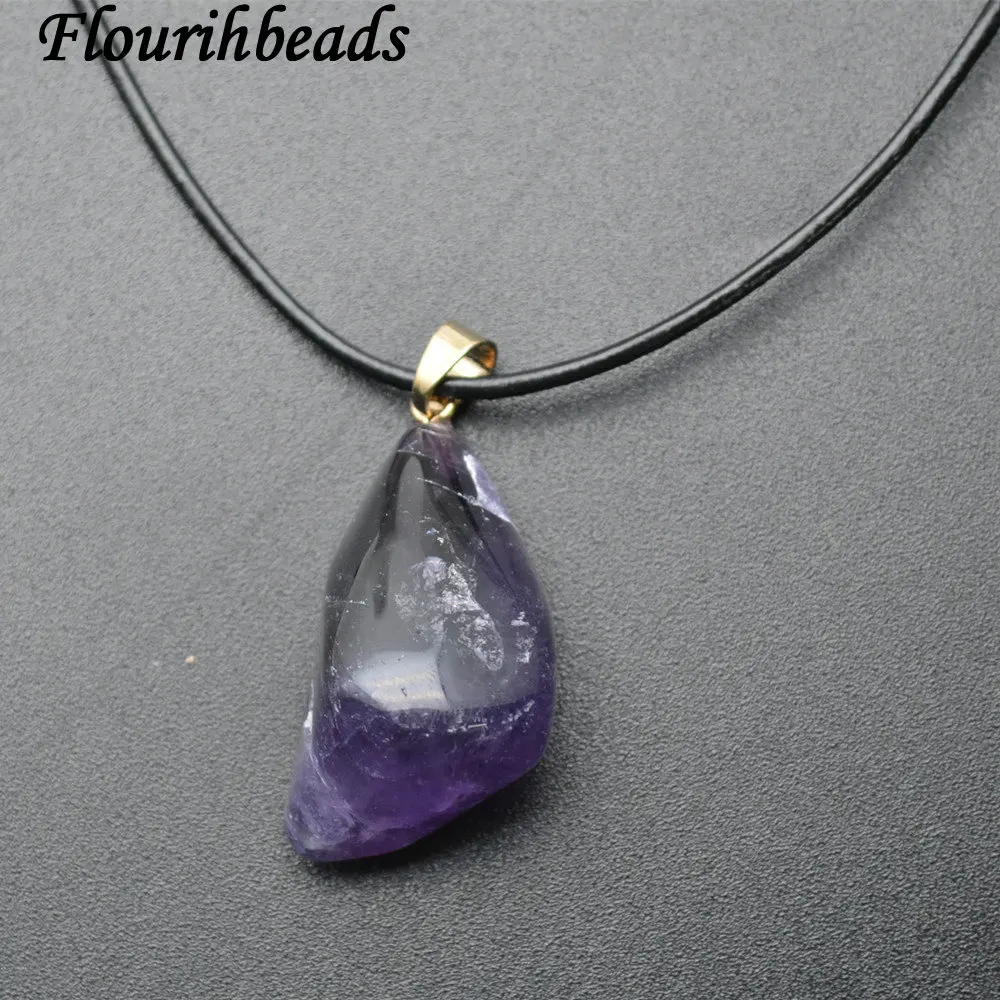 Natural Amethyst Stone Nugget Pendant Black Leather Cord Chains Necklace Fashion Gemstone Jewelry
Natural Amethyst Stone Nugget Pendant Black Leather Cord Chains Necklace Fashion Gemstone Jewelry