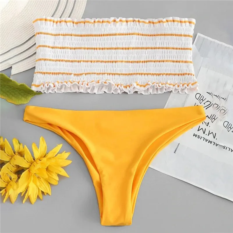 2PCS Women Sexy Swimwear Stripe Push-Up Padded Bathing Beachwear High Cut Swimsuit Strapless Wire Free Bikini
2PCS Women Sexy Swimwear Stripe Push-Up Padded Bathing Beachwear High Cut Swimsuit Strapless Wire Free Bikini