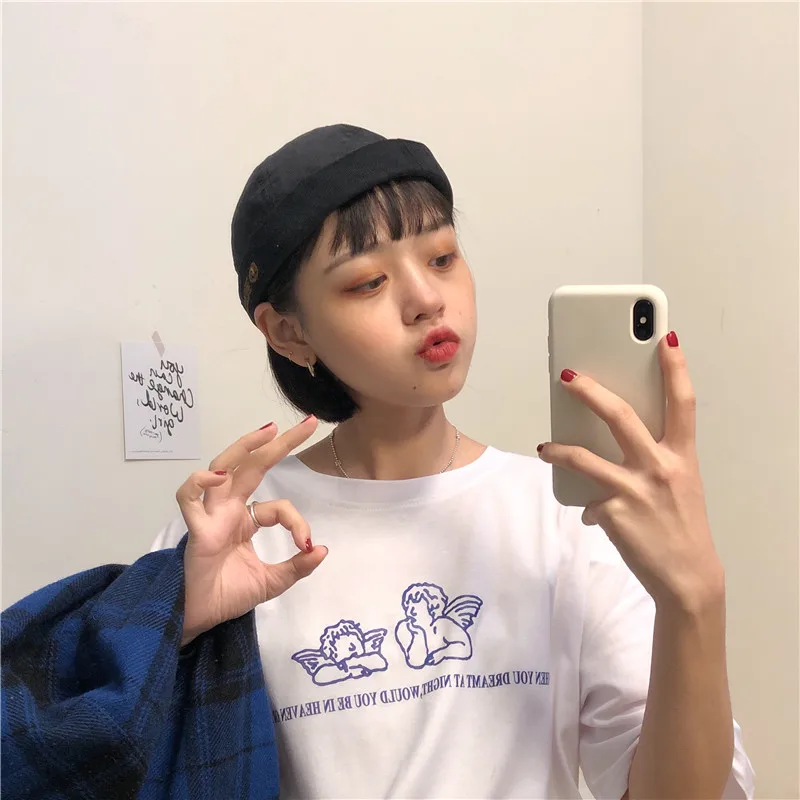 Summer round neck casual fashion large size cotton loose interesting angel letter printing short sleeve cartoon Harajuku T-shirt
Summer round neck casual fashion large size cotton loose interesting angel letter printing short sleeve cartoon Harajuku T-shirt