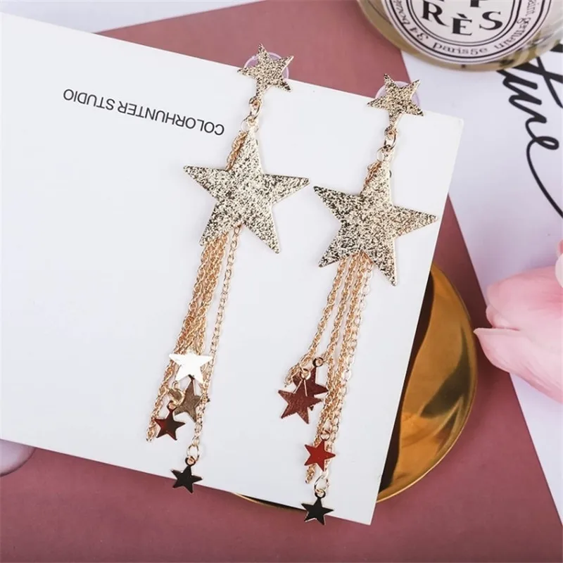 M MISM Woman Fashion Long Tassel Dangel Earrings Retro Star Gold Silver Twinkling Jewelry Geometric Double Size Drop Earrings
M MISM Woman Fashion Long Tassel Dangel Earrings Retro Star Gold Silver Twinkling Jewelry Geometric Double Size Drop Earrings