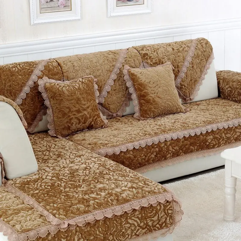 Image New Design Elegant European Style Rose Seat Couch Cover Sofa Slipcover Mat Slip Resistant Sofa Cover Solid Color